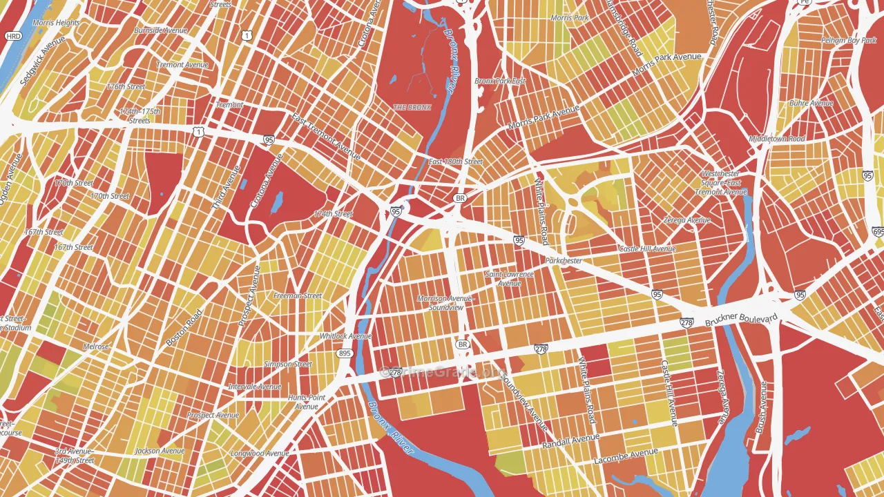 West Farms, Bronx, NY Map of Vehicle Theft Rates