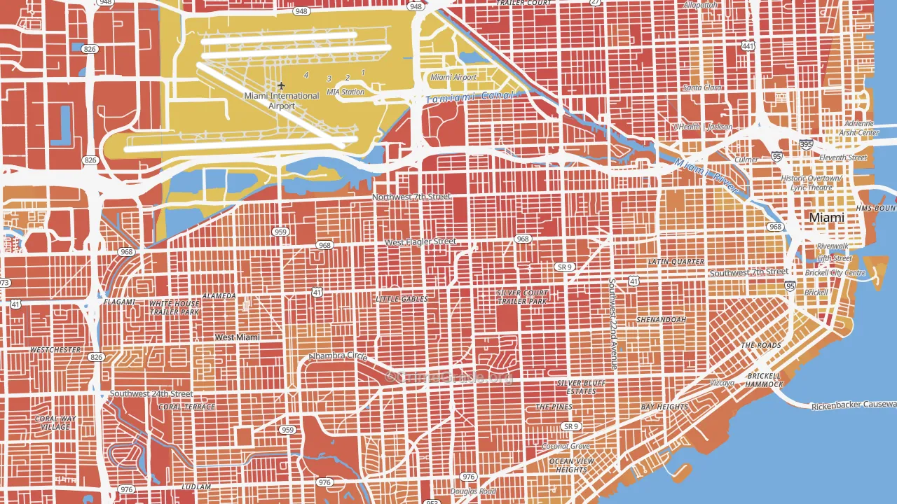 West Flagler, Miami, FL Map of Vehicle Theft Rates