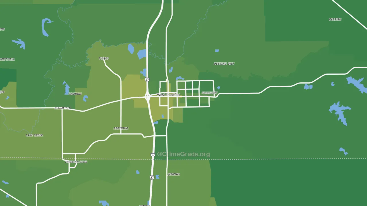 West Frankfort, IL Map of Vehicle Theft Rates