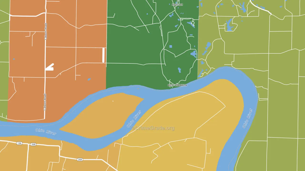 West Franklin, IN Map of Vehicle Theft Rates