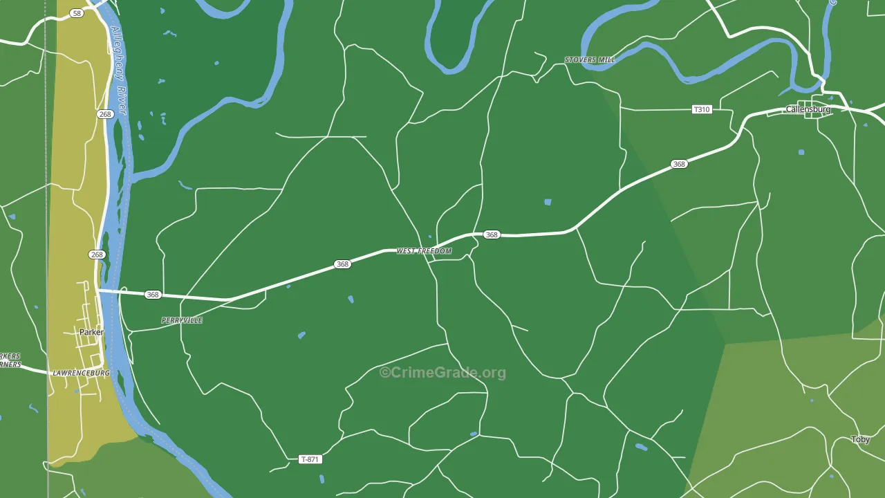 West Freedom, PA Map of Vehicle Theft Rates