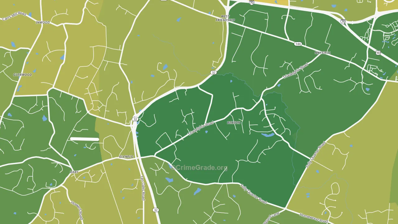 West Friendship, MD Map of Vehicle Theft Rates