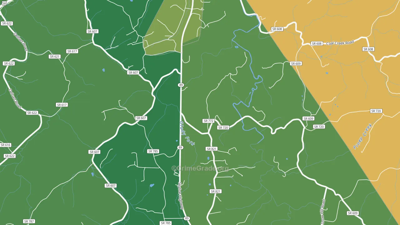 West Galax, VA Map of Vehicle Theft Rates