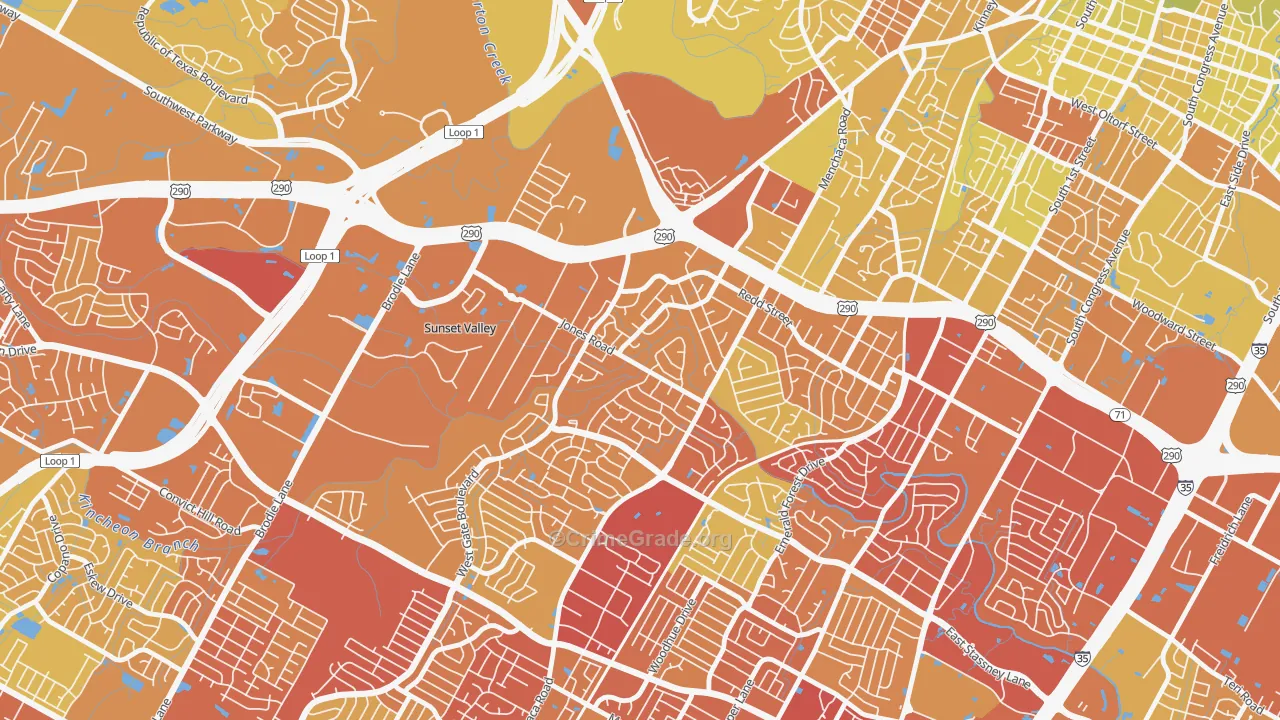 West Gate, Austin, TX Map of Vehicle Theft Rates