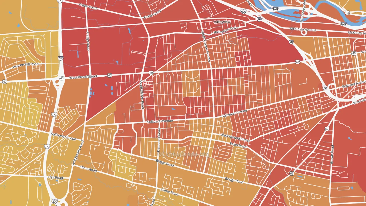 West Gate, Columbus, OH Map of Vehicle Theft Rates