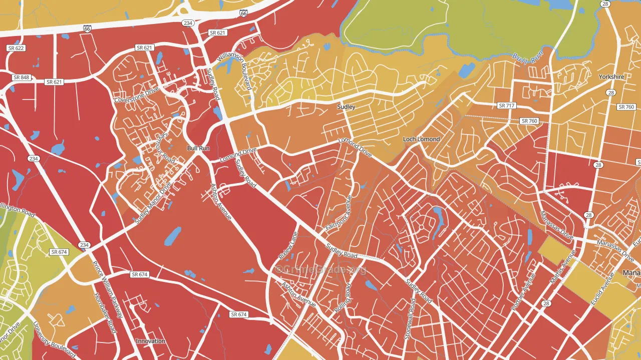 West Gate, Sudley, VA Map of Vehicle Theft Rates