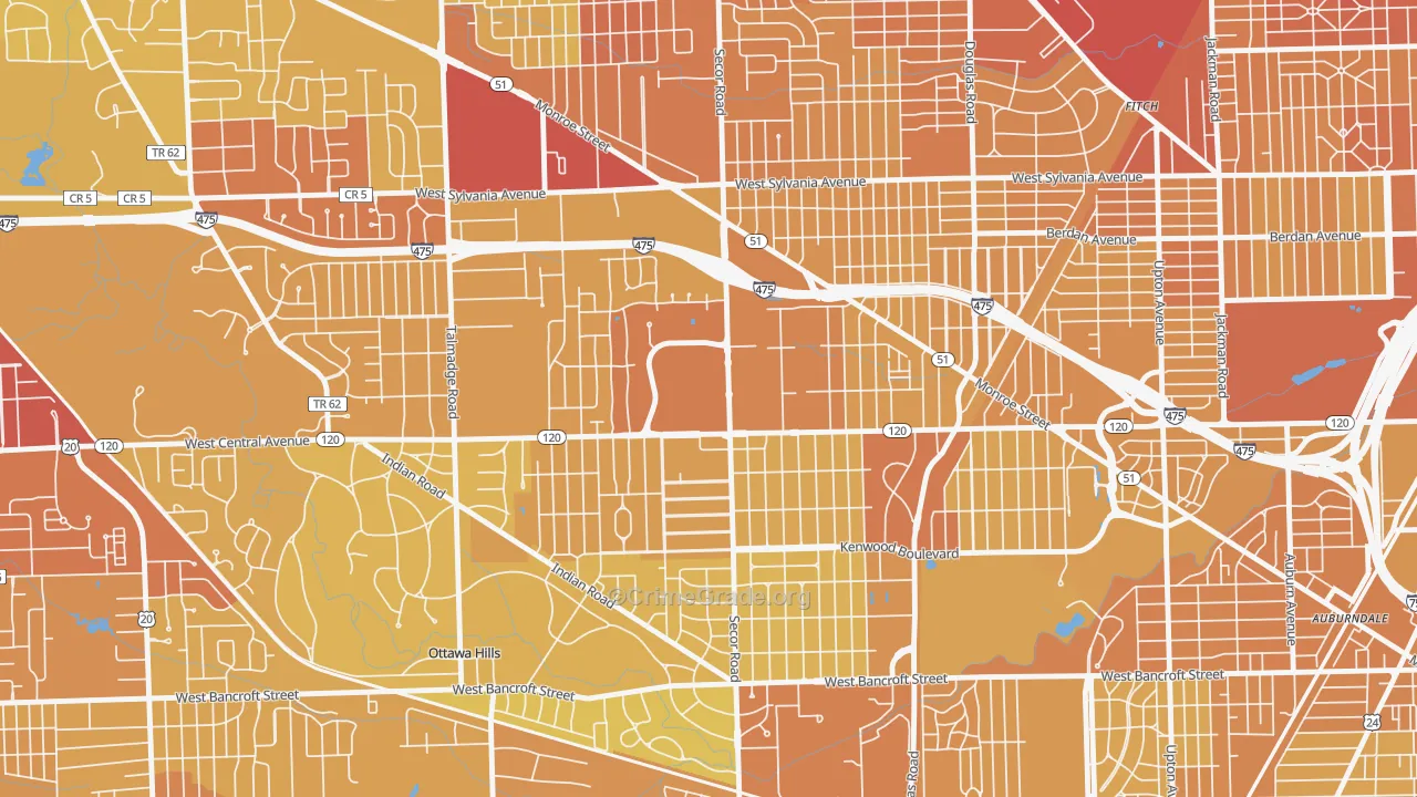 West Gate, Toledo, OH Map of Vehicle Theft Rates