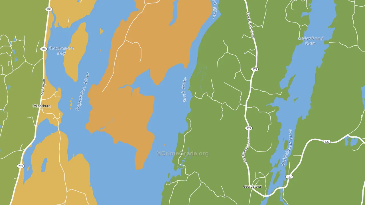 West Georgetown, ME Map of Vehicle Theft Rates