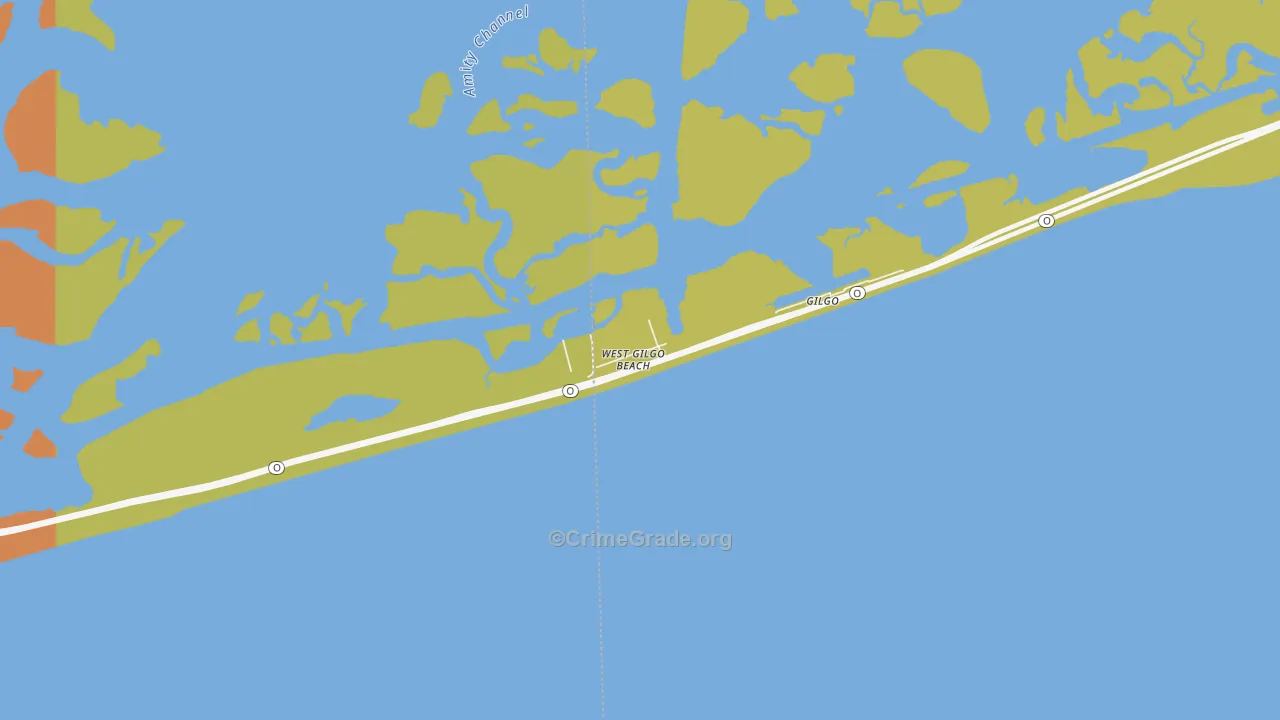 West Gilgo Beach, NY Map of Vehicle Theft Rates