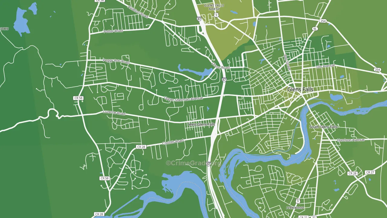West Glens Falls, NY Map of Vehicle Theft Rates