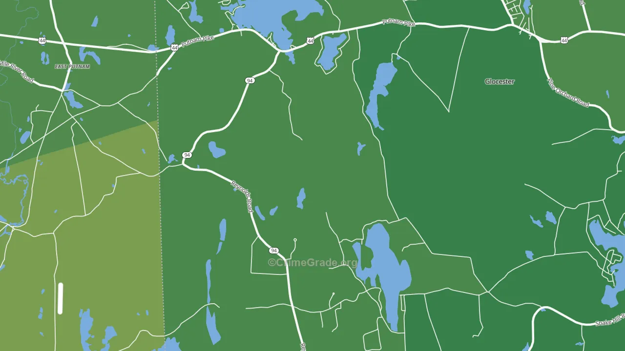 West Glocester, RI Map of Vehicle Theft Rates
