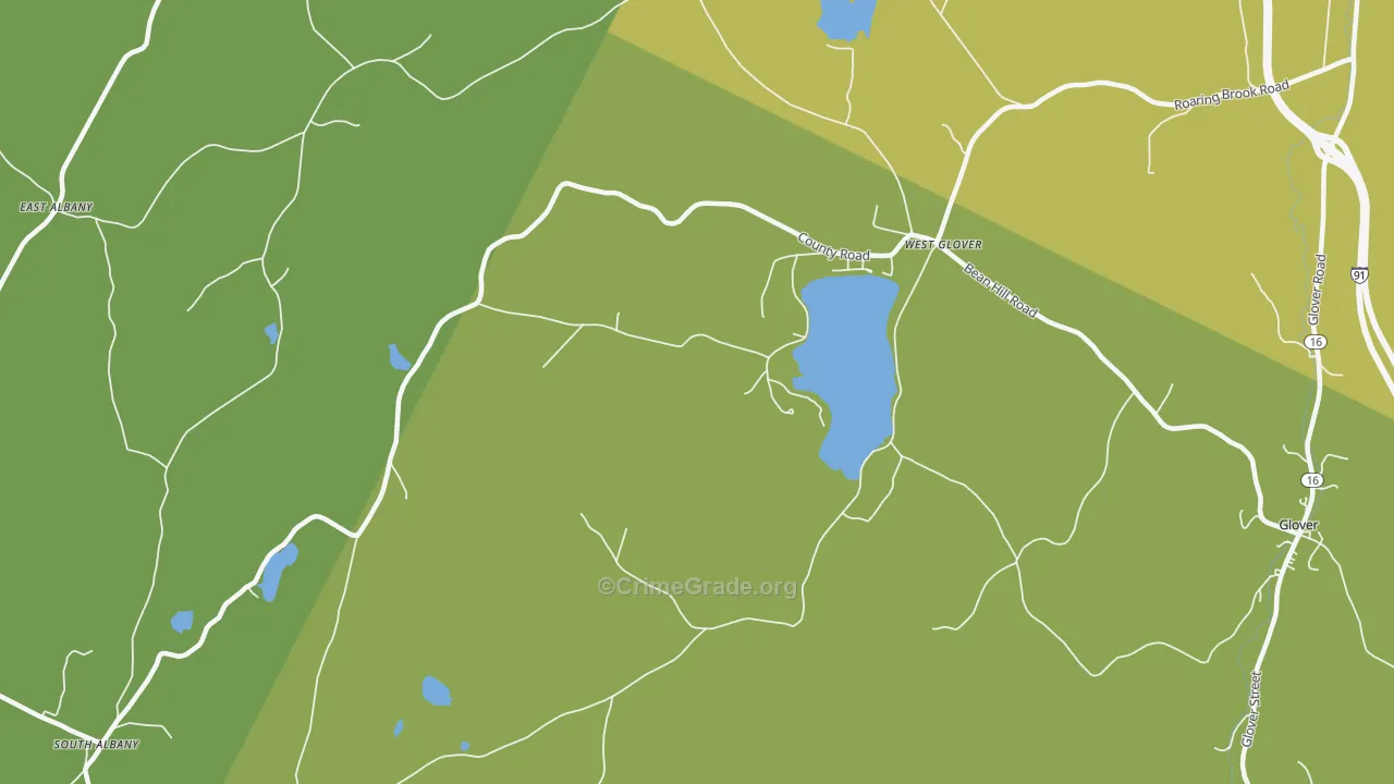 West Glover, VT Map of Vehicle Theft Rates