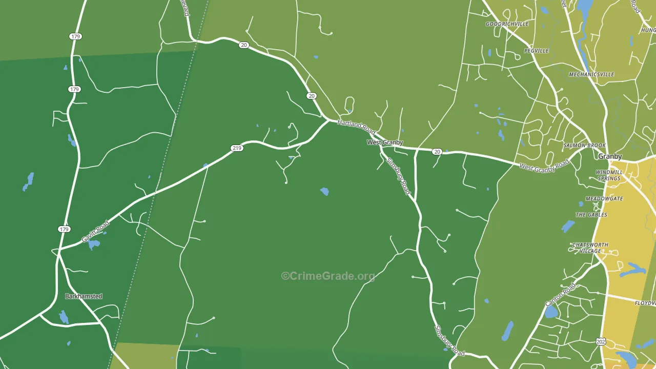 West Granby, CT Map of Vehicle Theft Rates