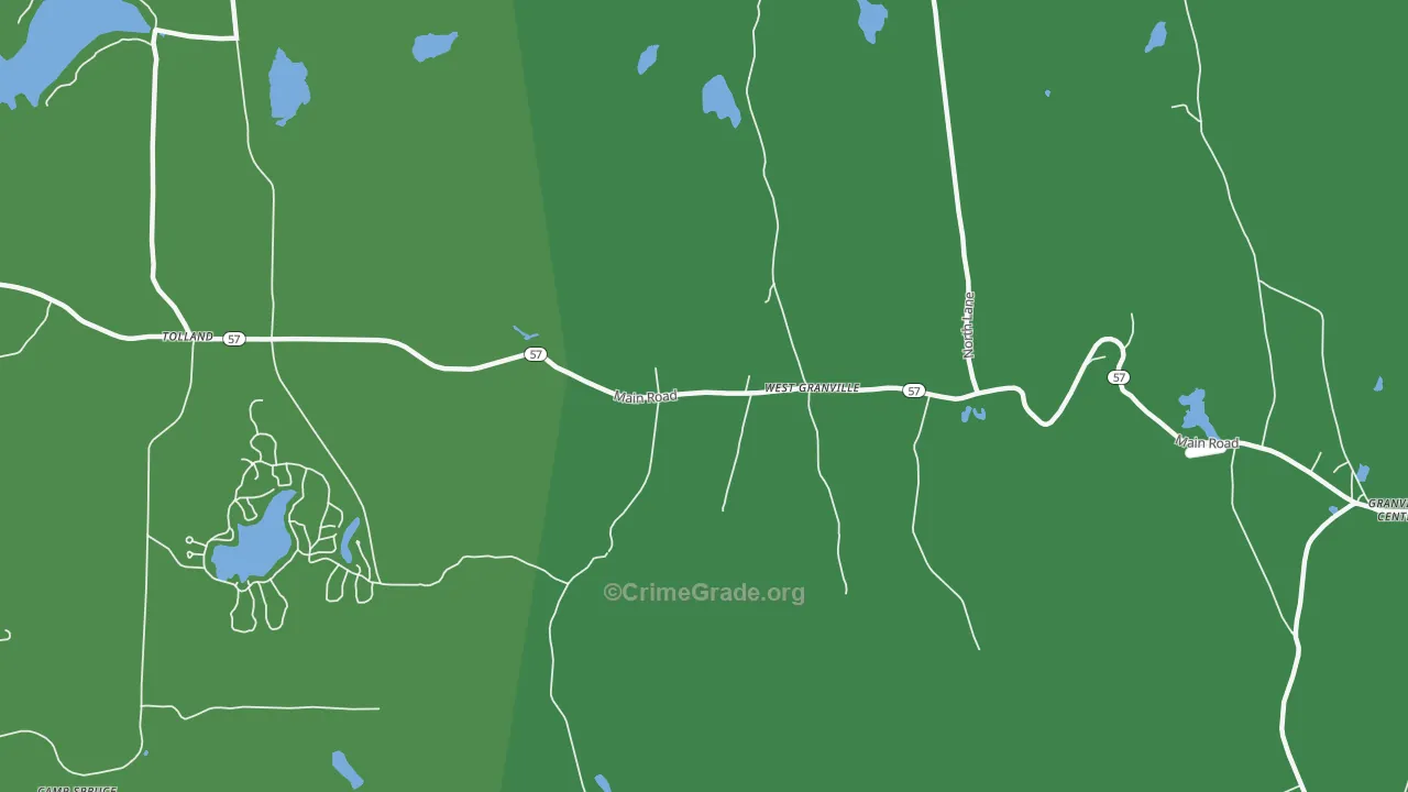 West Granville, MA Map of Vehicle Theft Rates