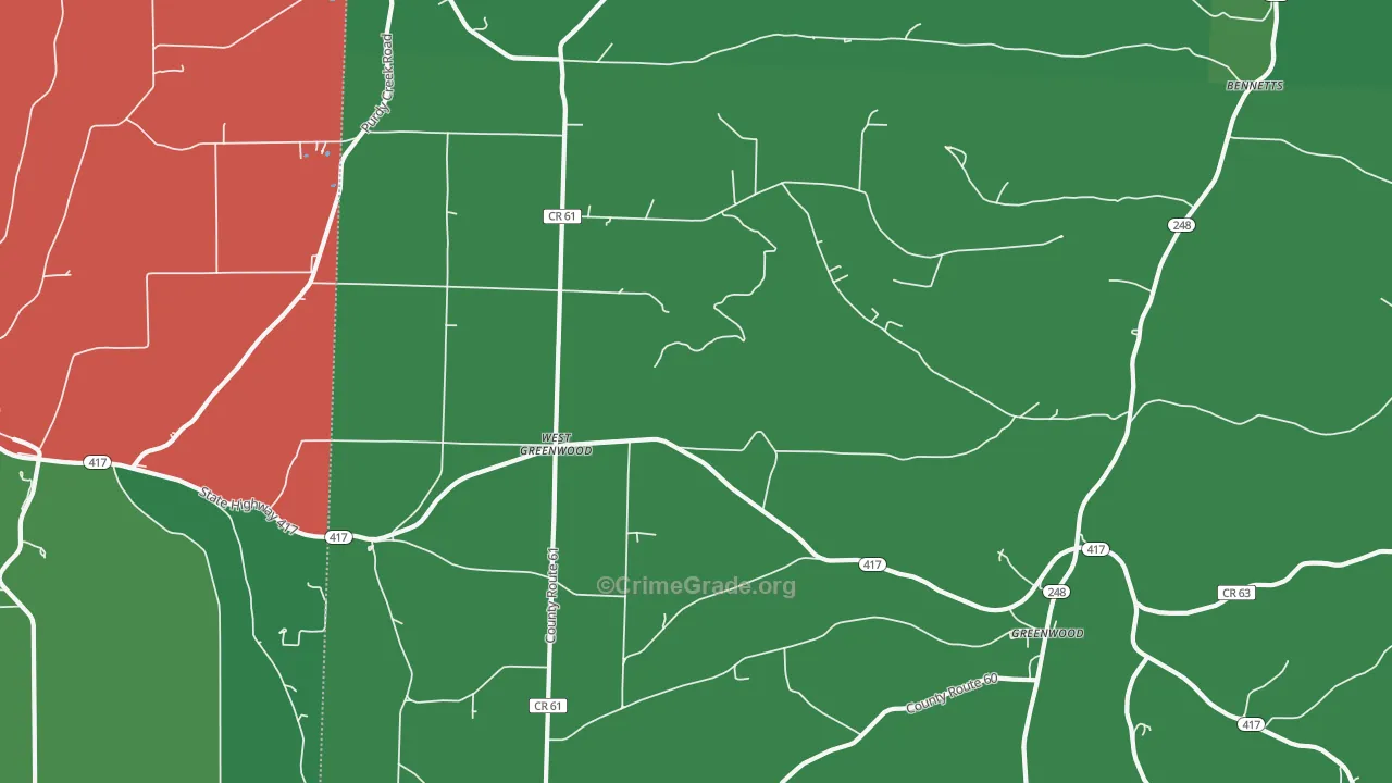 West Greenwood, NY Map of Vehicle Theft Rates