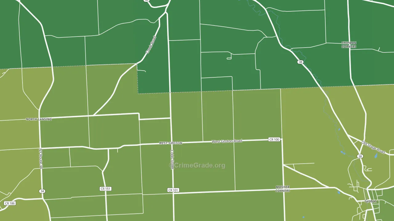 West Groton, NY Map of Vehicle Theft Rates