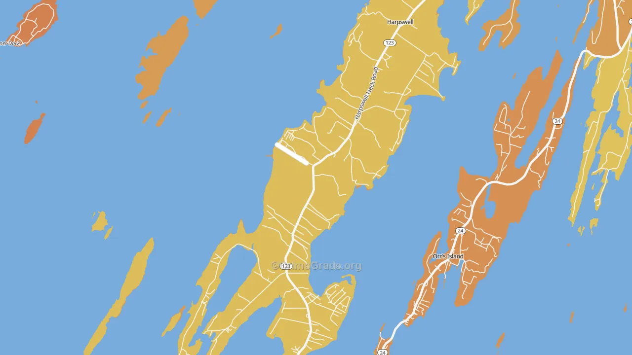 West Harpswell, ME Map of Vehicle Theft Rates