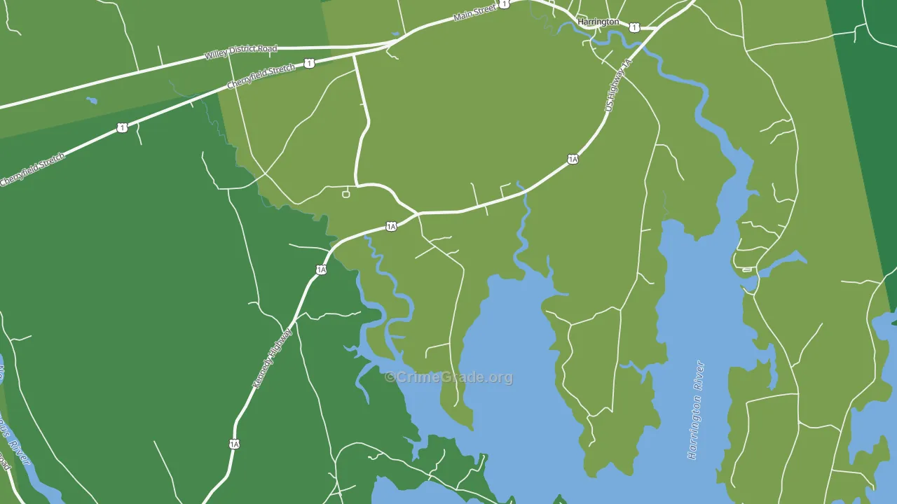 West Harrington, ME Map of Vehicle Theft Rates