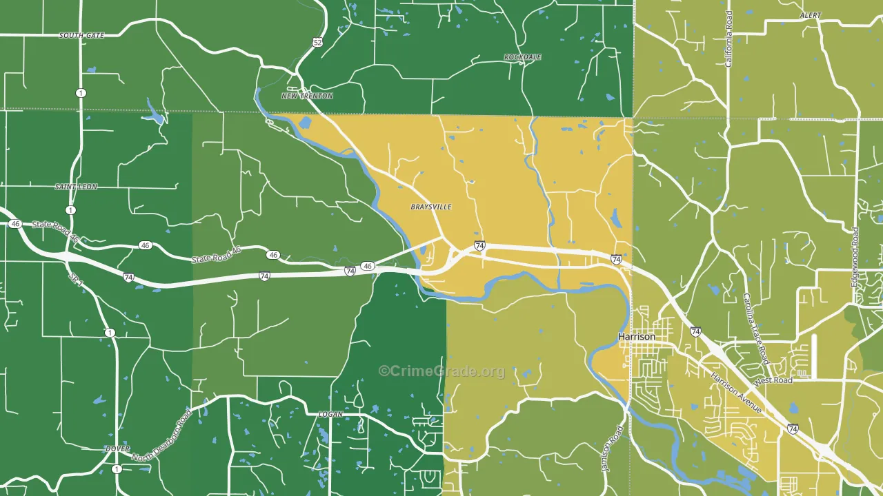 West Harrison, IN Map of Vehicle Theft Rates