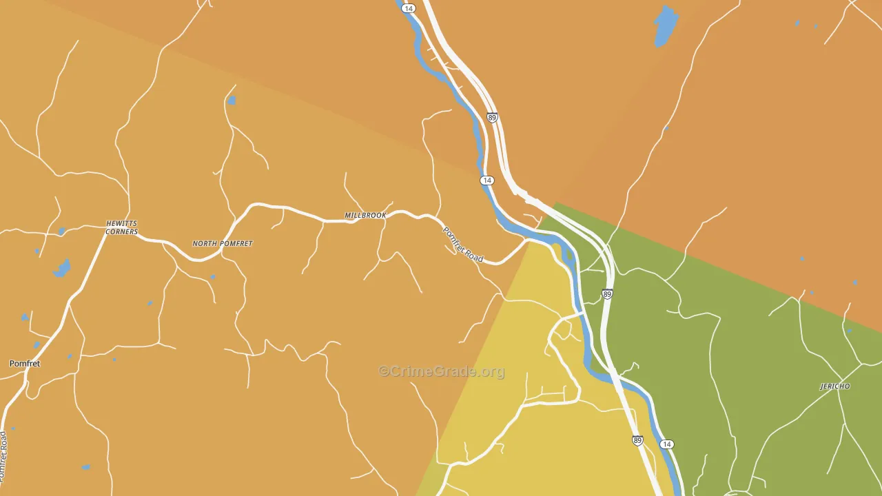West Hartford, VT Map of Vehicle Theft Rates