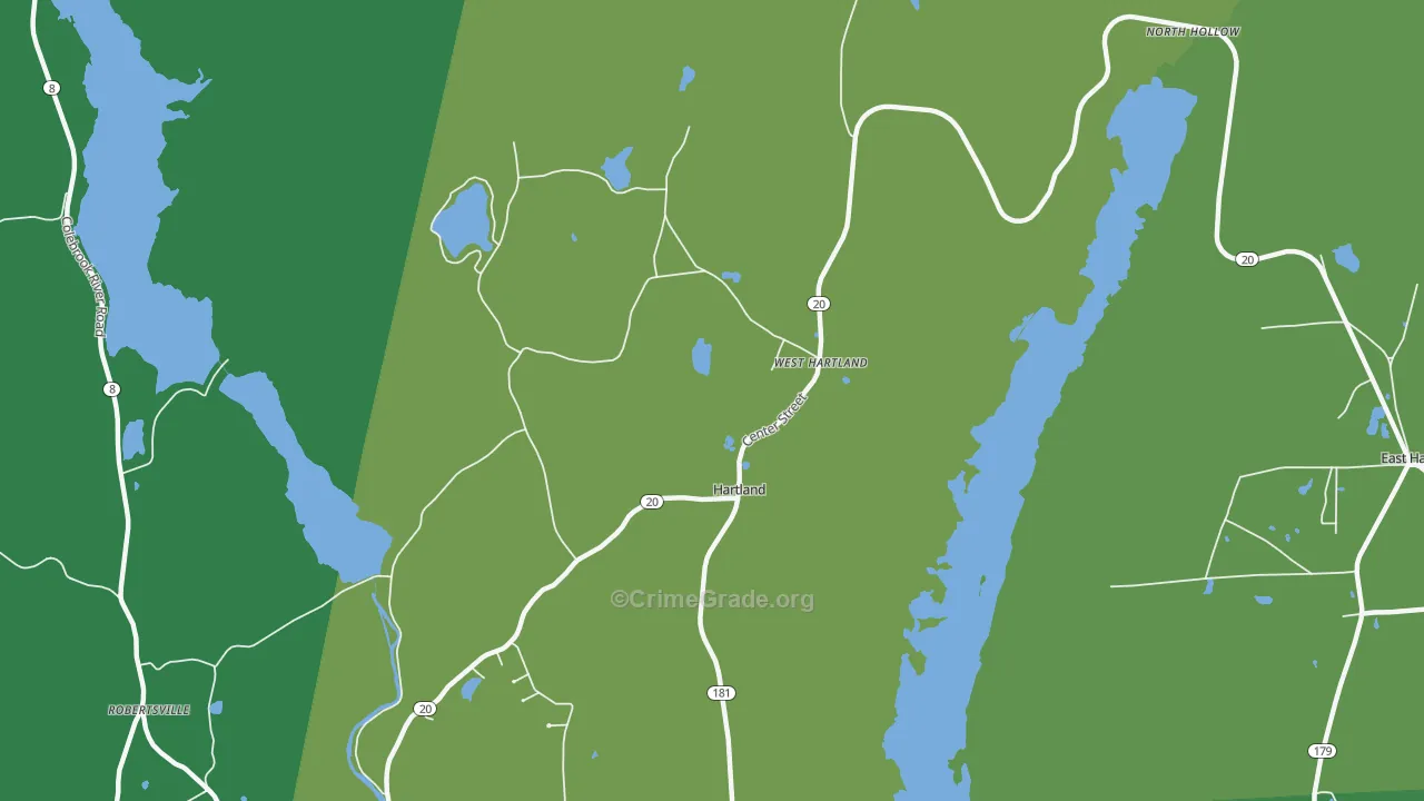 West Hartland, CT Map of Vehicle Theft Rates