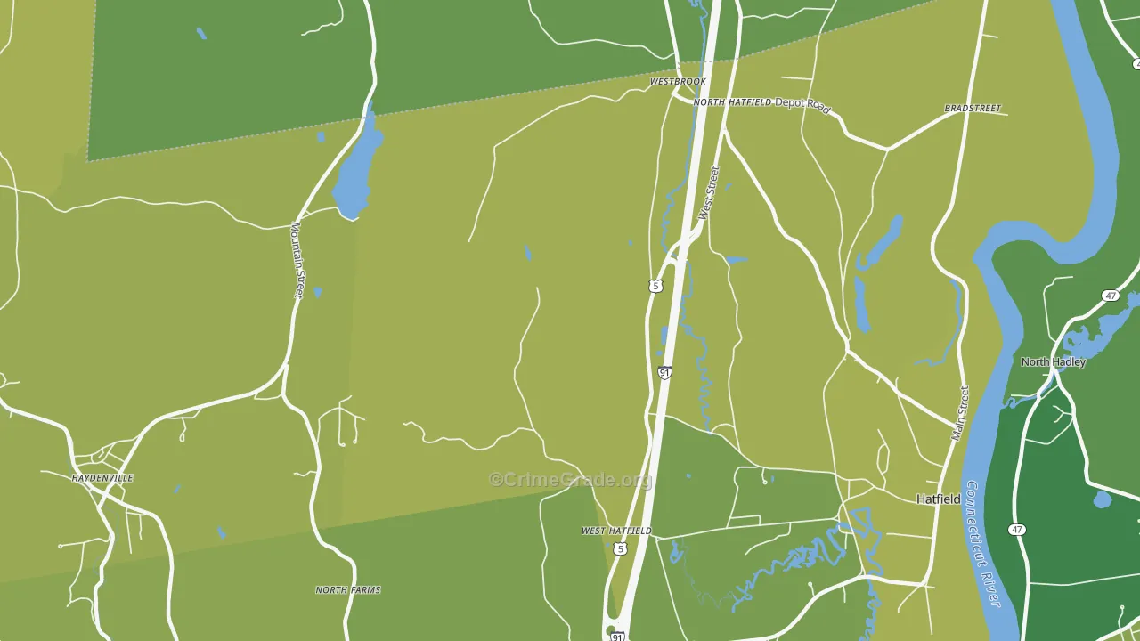 West Hatfield, MA Map of Vehicle Theft Rates