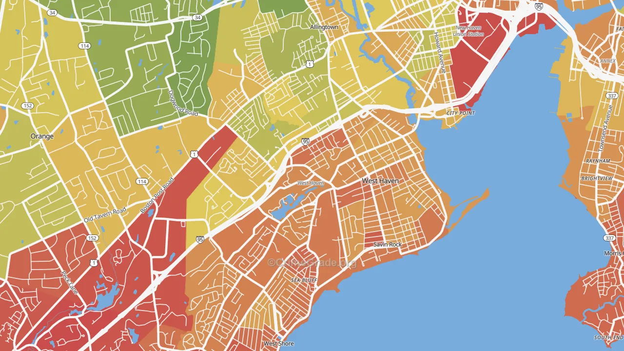 West Haven, CT Map of Vehicle Theft Rates