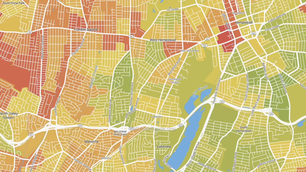West Hempstead, NY Map of Vehicle Theft Rates
