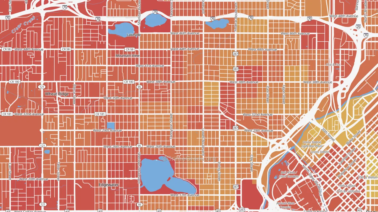 West Highland, Denver, CO Map of Vehicle Theft Rates