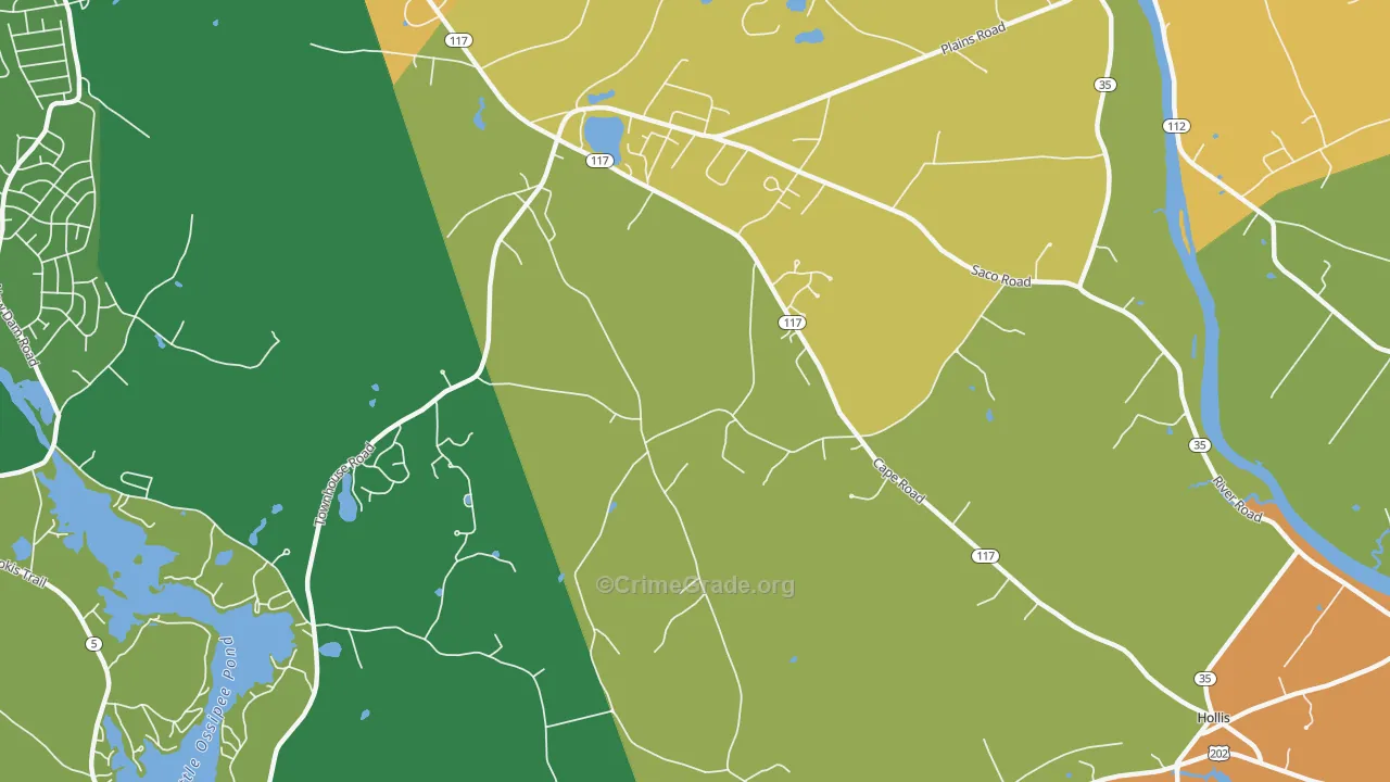 West Hollis, ME Map of Vehicle Theft Rates