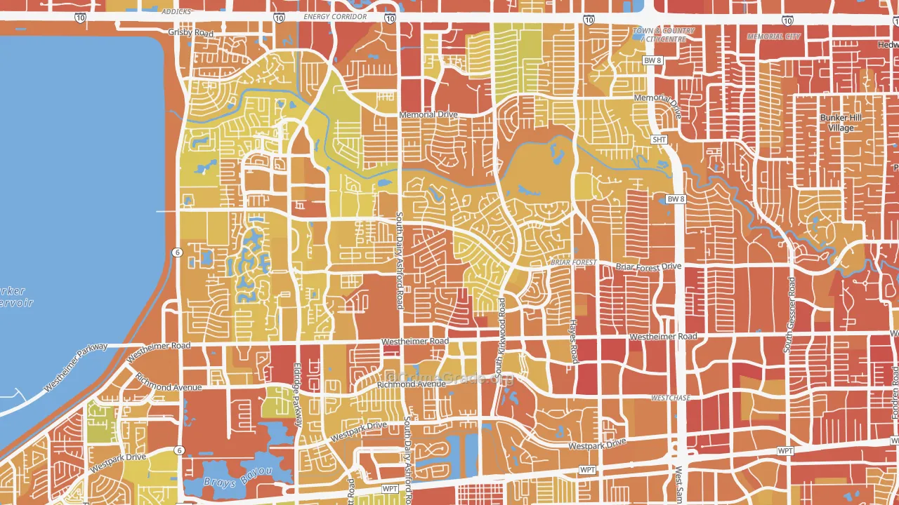 West Houston, Houston, TX Map of Vehicle Theft Rates