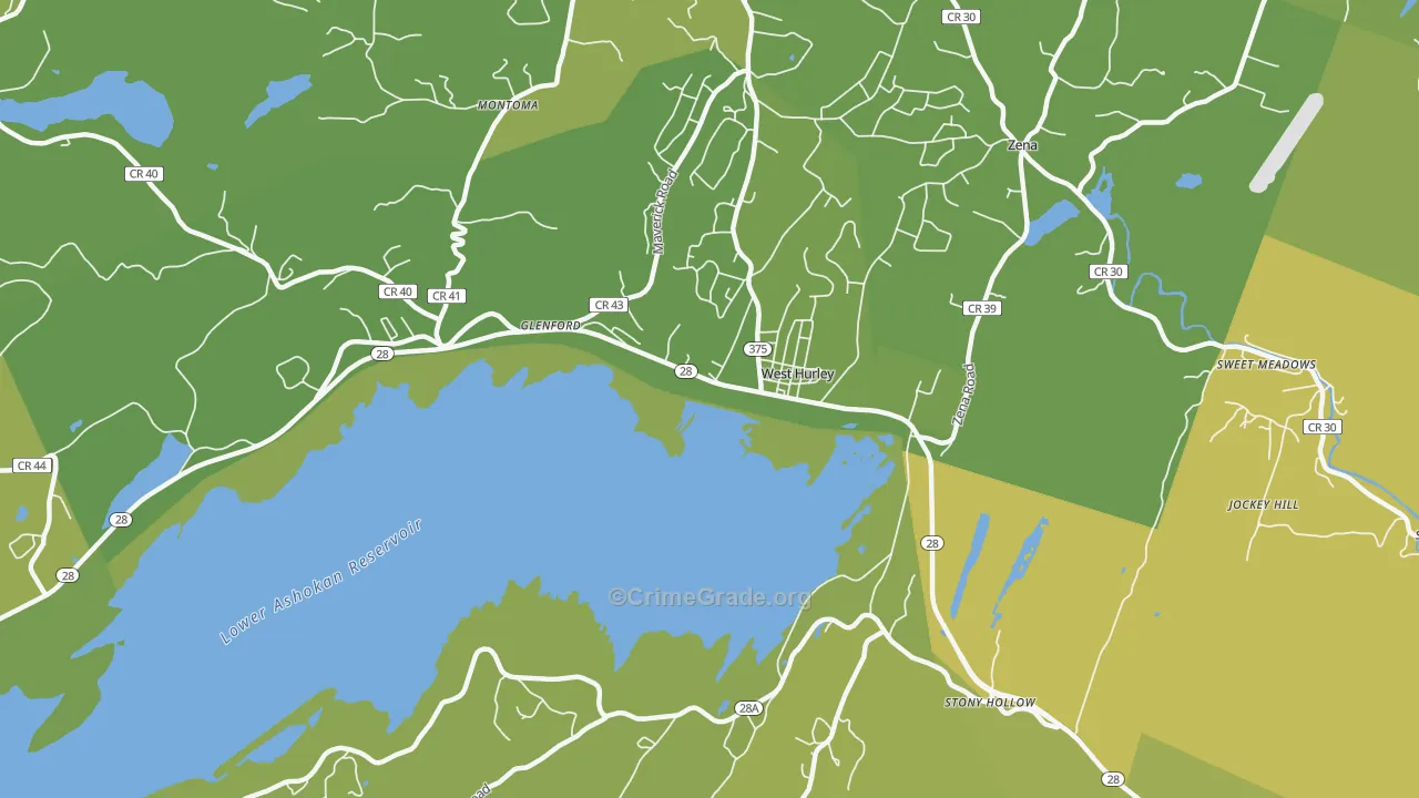 West Hurley, NY Map of Vehicle Theft Rates
