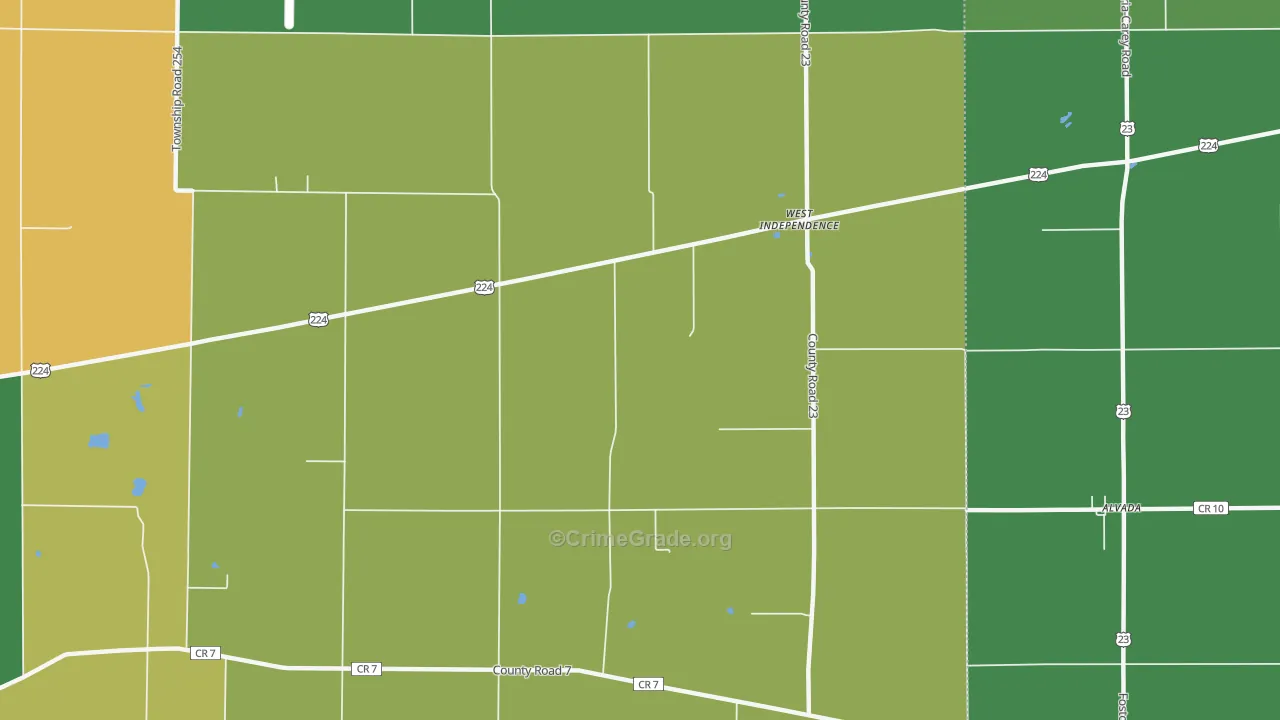 West Independence, OH Map of Vehicle Theft Rates
