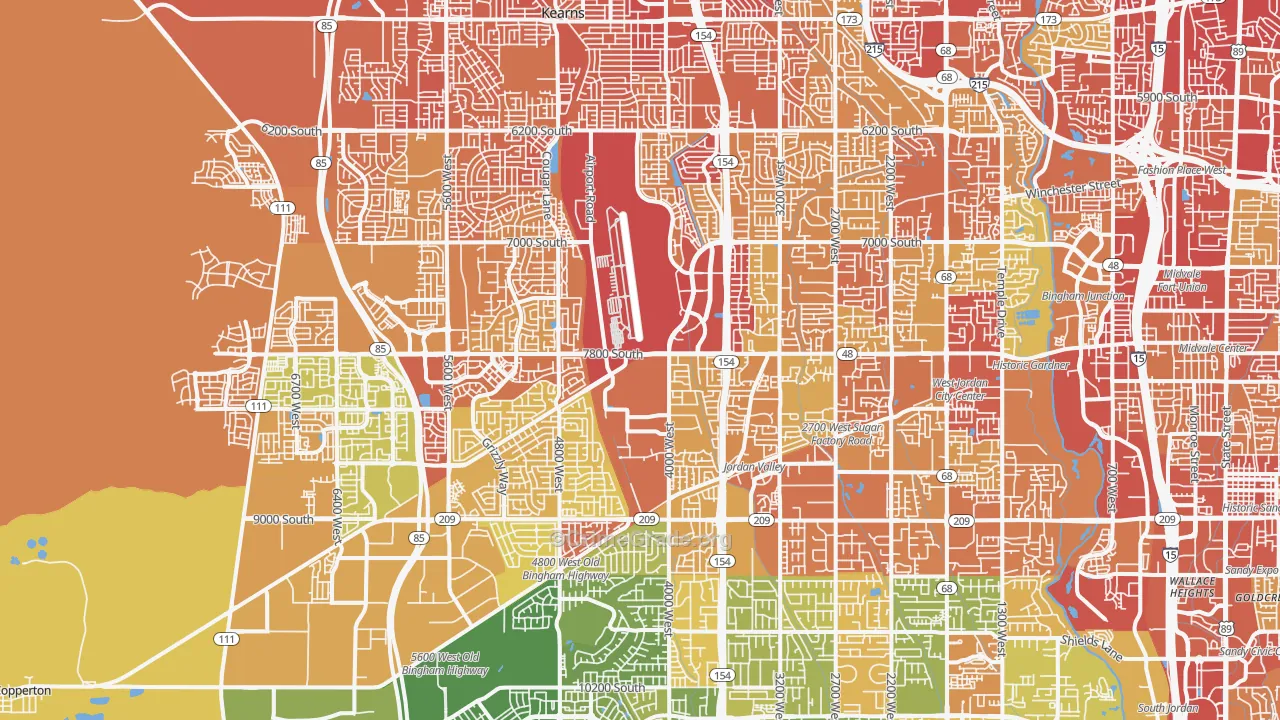 West Jordan, UT Map of Vehicle Theft Rates