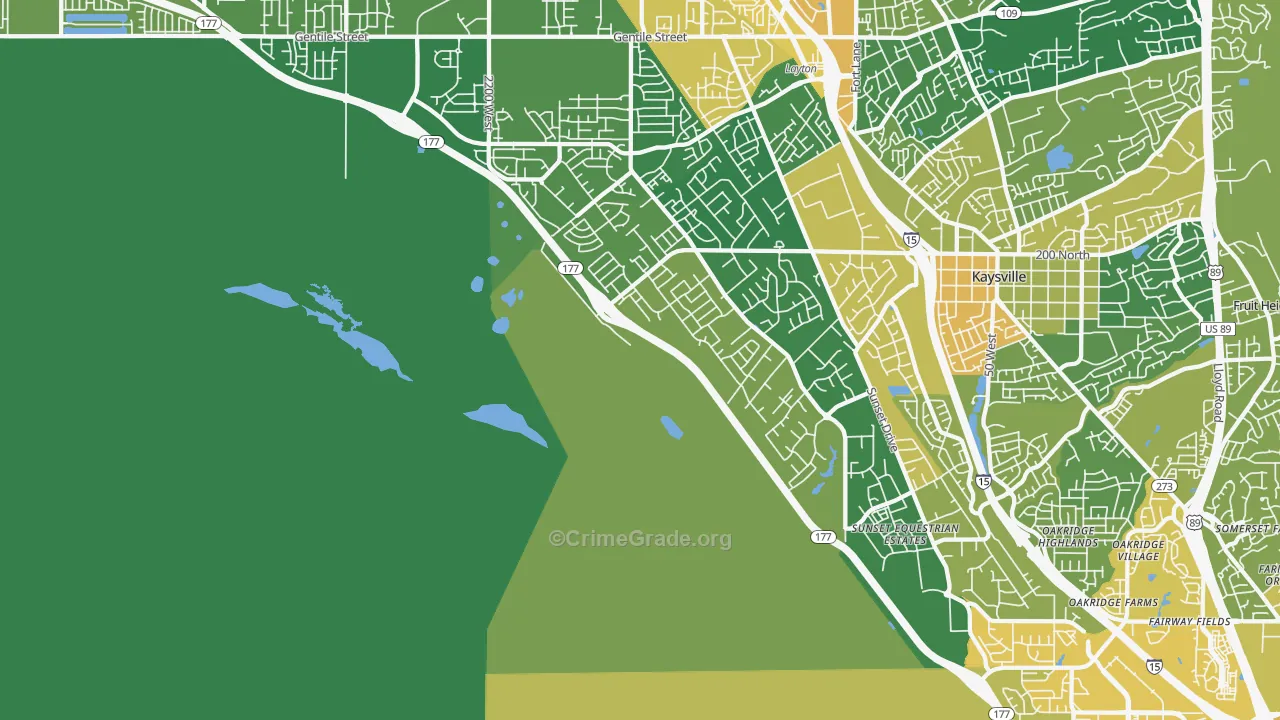 West Kaysville, UT Map of Vehicle Theft Rates