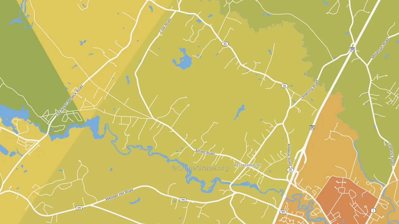 West Kennebunk, ME Map of Vehicle Theft Rates