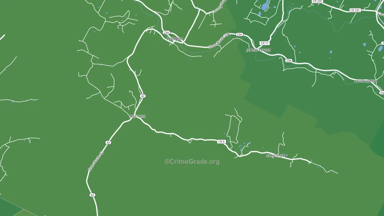 West Kill, NY Map of Vehicle Theft Rates