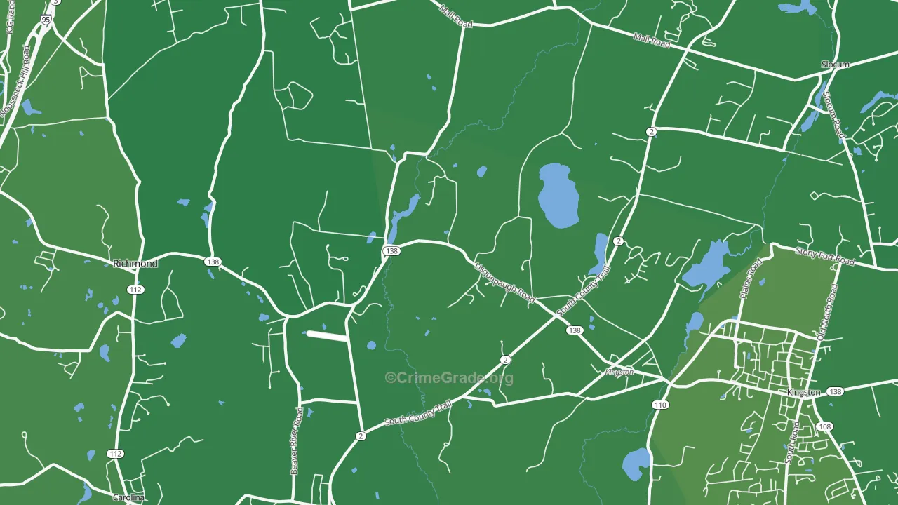 West Kingston, RI Map of Vehicle Theft Rates