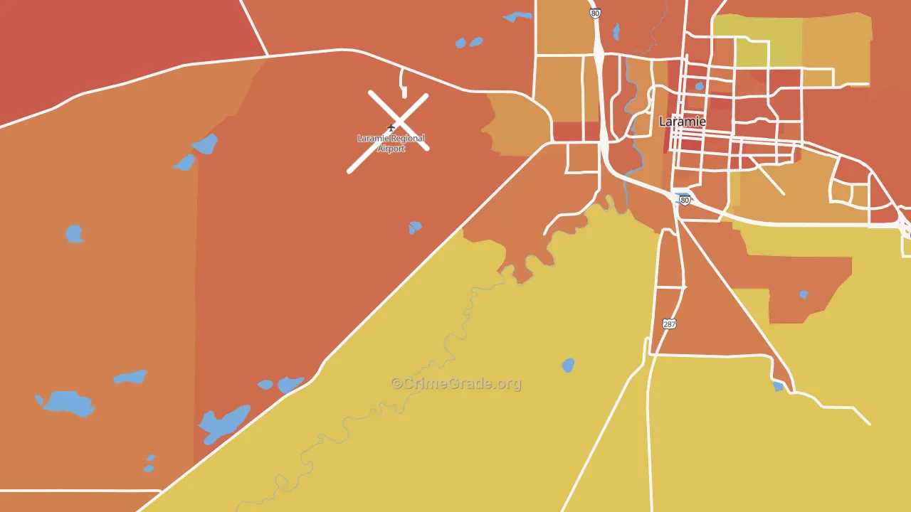 West Laramie, WY Map of Vehicle Theft Rates