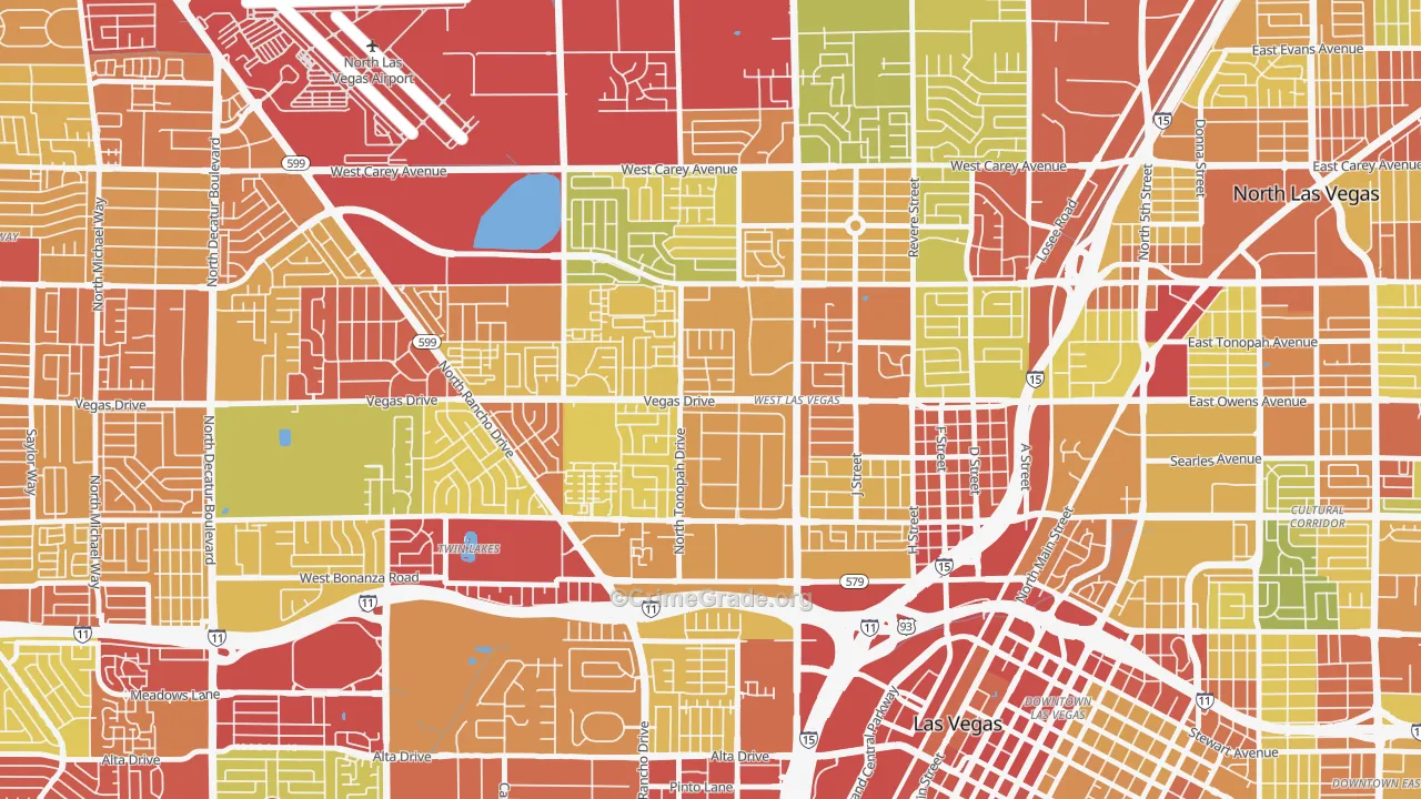 West Las Vegas, Las Vegas, NV Map of Vehicle Theft Rates