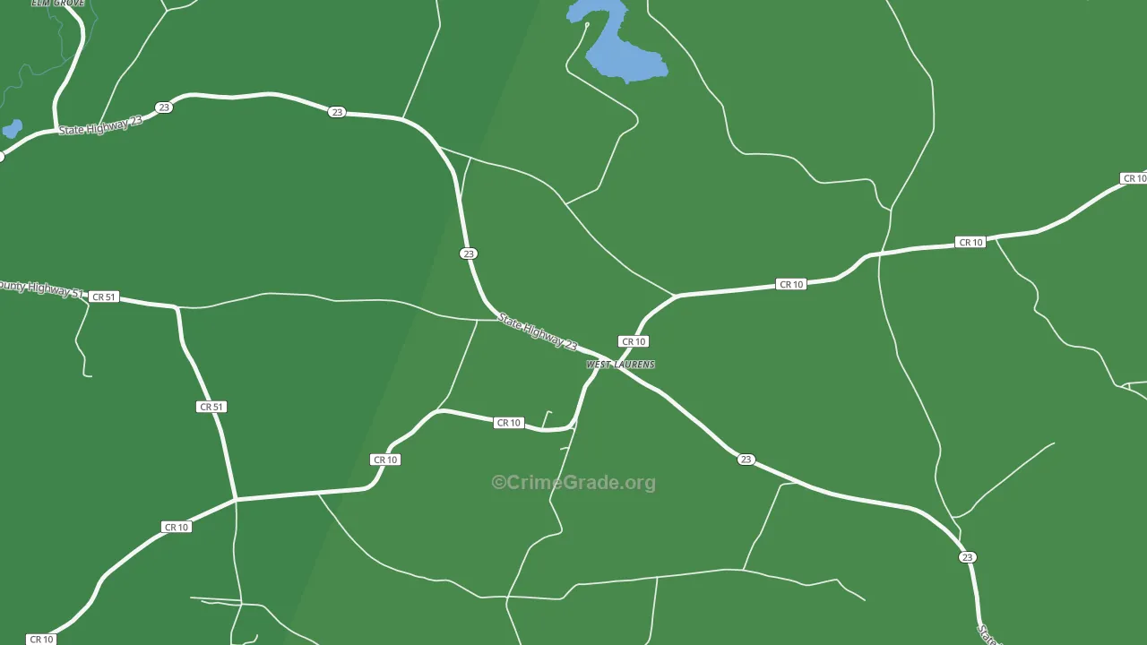 West Laurens, NY Map of Vehicle Theft Rates