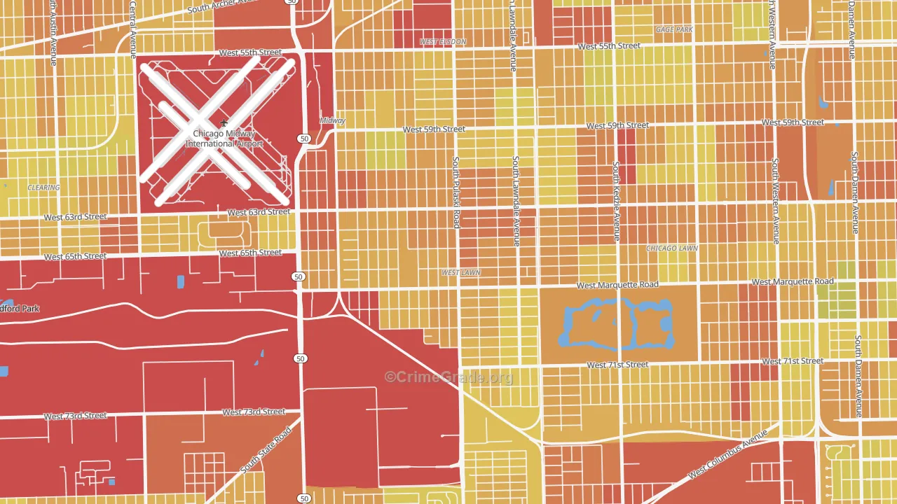 West Lawn, Chicago, IL Map of Vehicle Theft Rates