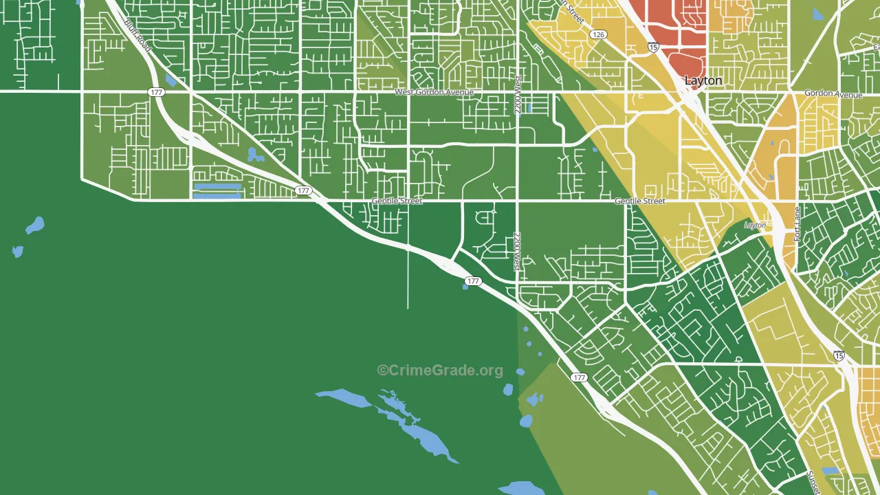 West Layton, UT Map of Vehicle Theft Rates