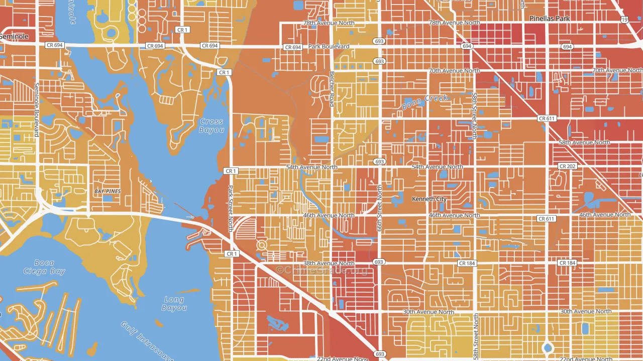 West Lealman, FL Map of Vehicle Theft Rates