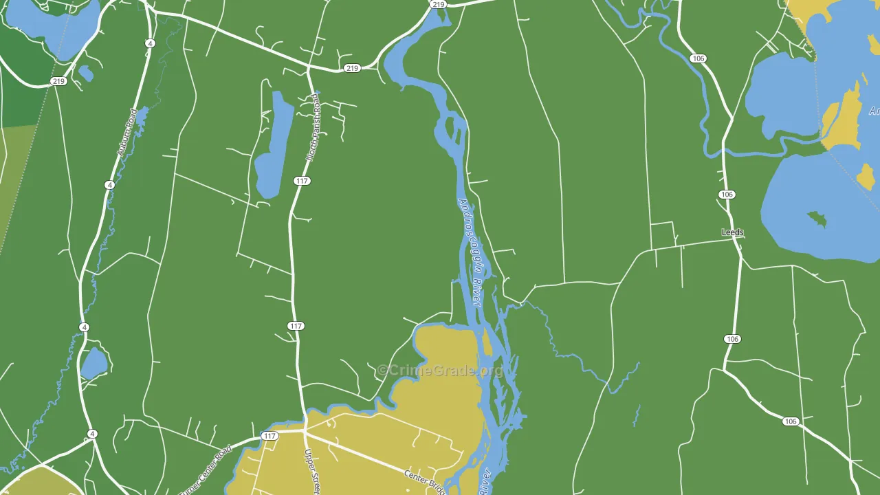 West Leeds, ME Map of Vehicle Theft Rates