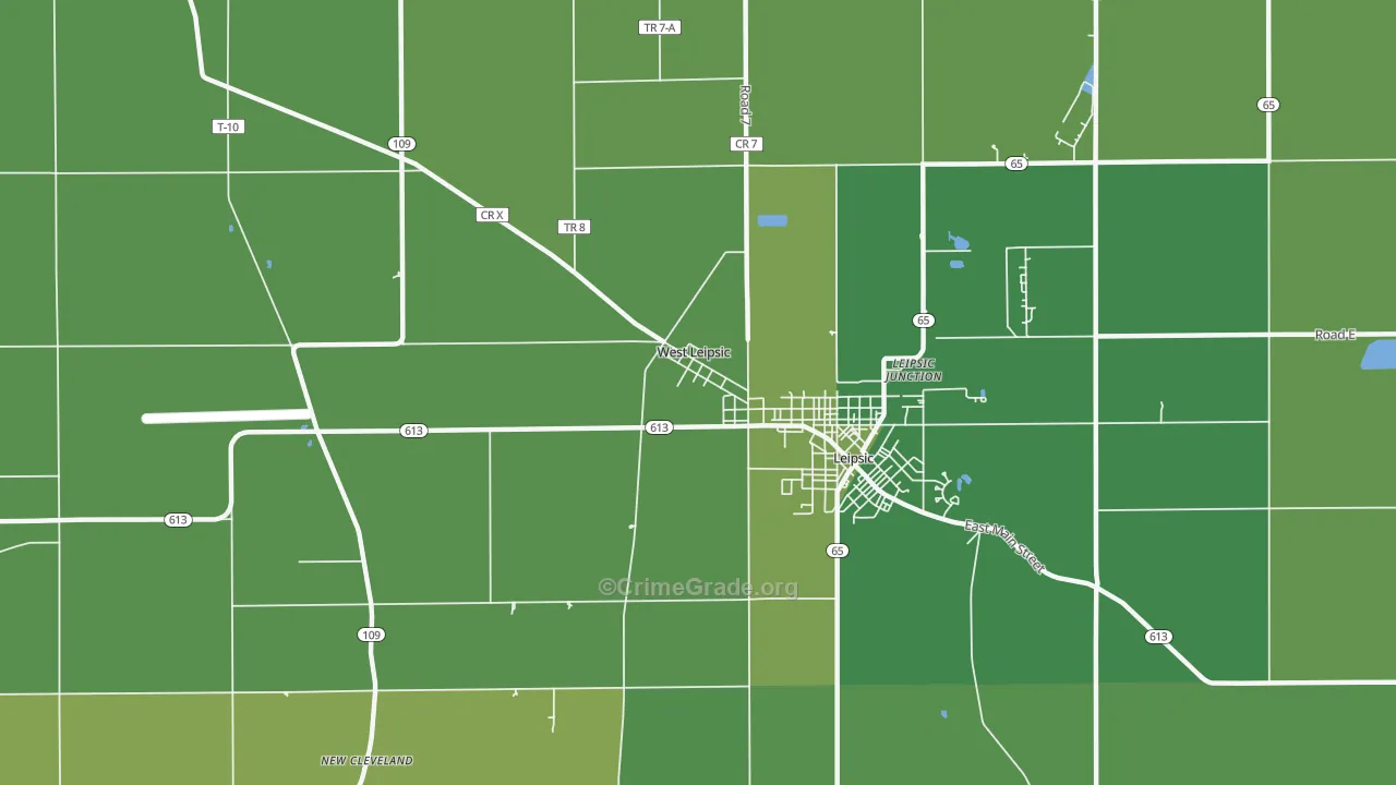 West Leipsic, OH Map of Vehicle Theft Rates