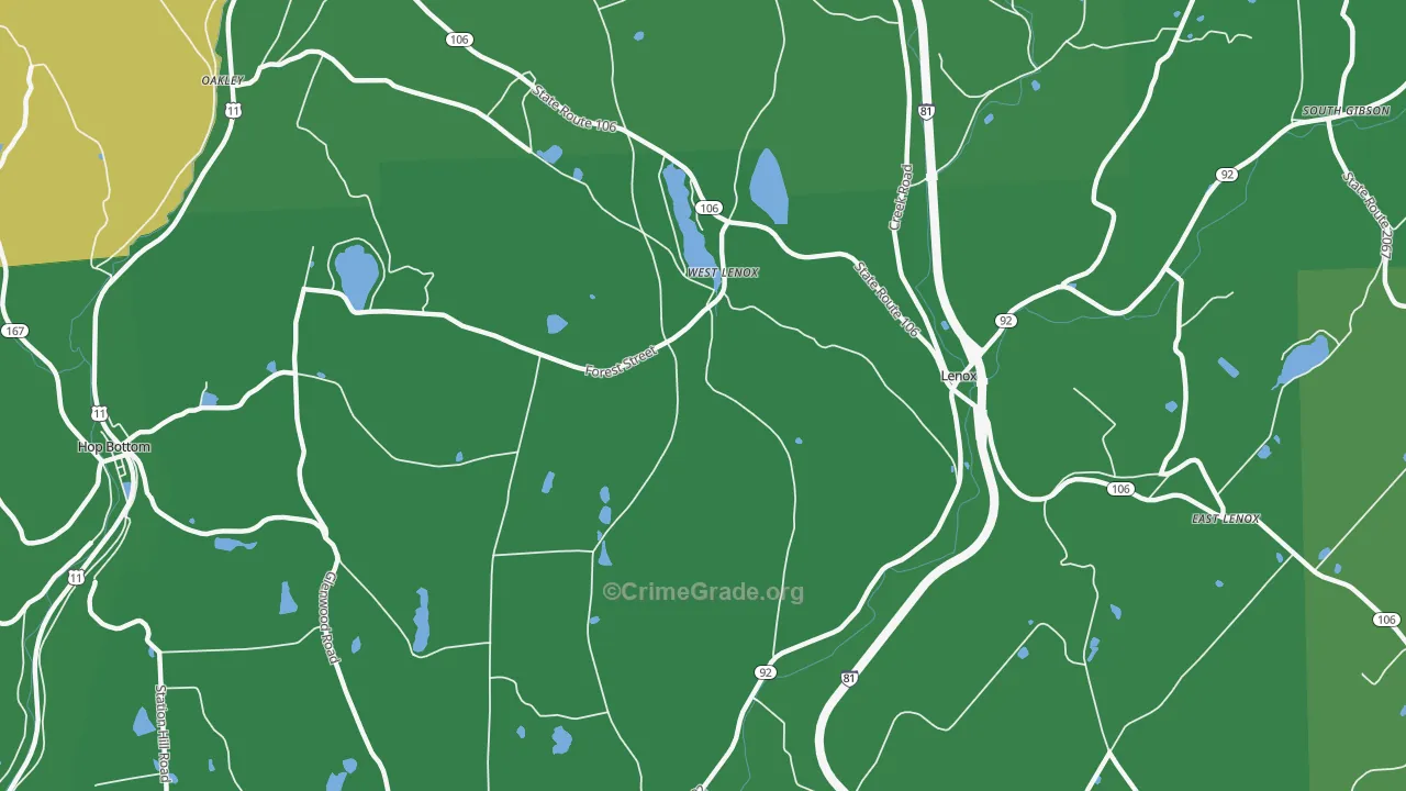 West Lenox, PA Map of Vehicle Theft Rates