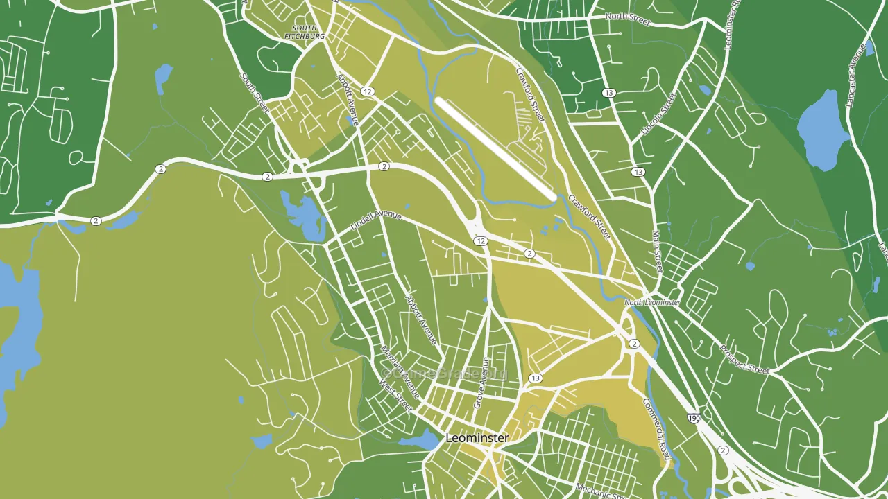 West Leominster, Leominster, MA Map of Vehicle Theft Rates