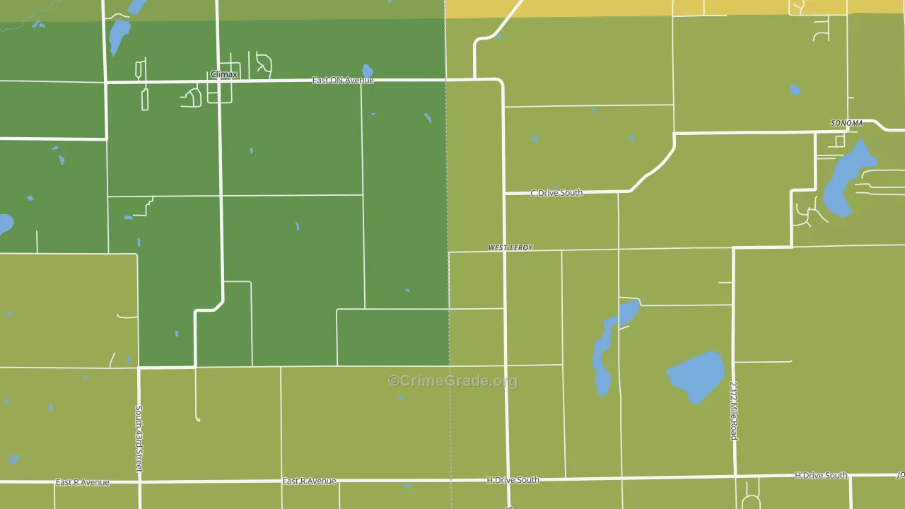 West Leroy, MI Map of Vehicle Theft Rates
