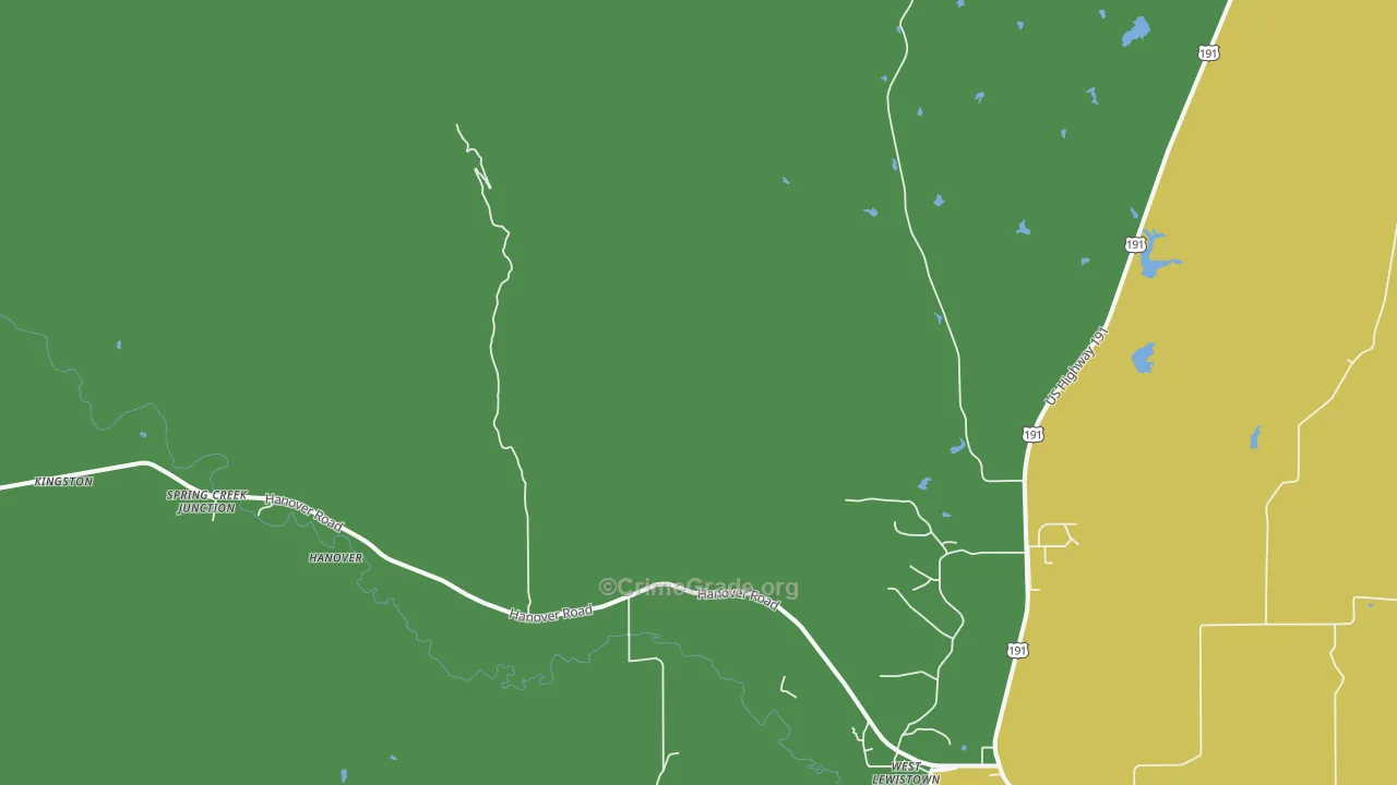 West Lewistown, MT Map of Vehicle Theft Rates